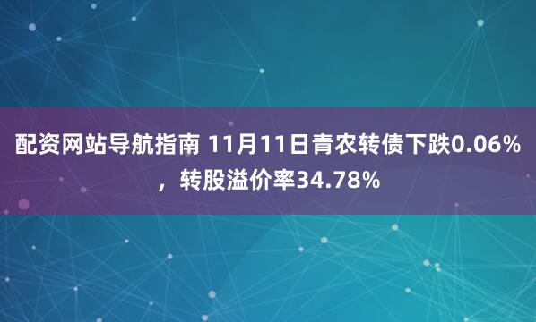 配资网站导航指南 11月11日青农转债下跌0.06%，转股溢价率34.78%